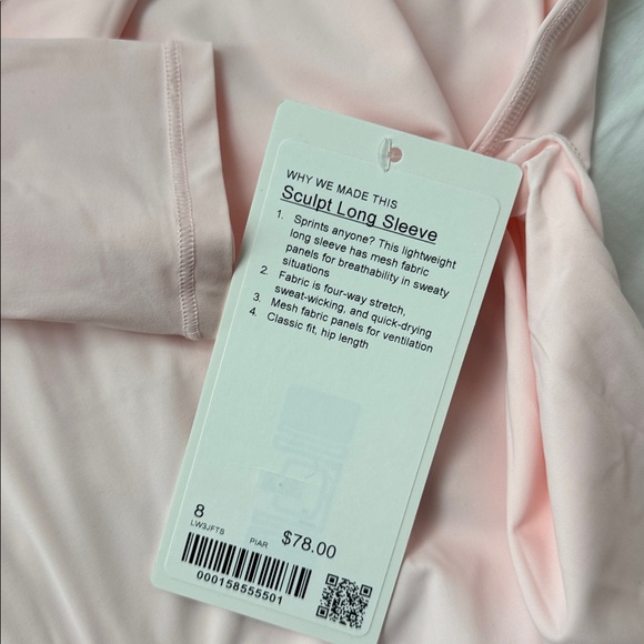 Lululemon Sculpt Long Sleeve Shirt 8 Pink Pearl NWT - Picture 6 of 7